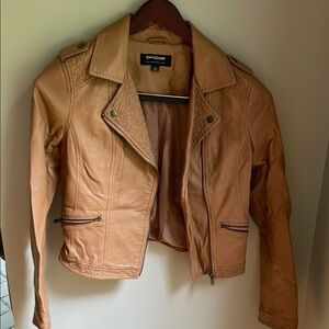CoffeeShop Tan Faux Leather Moto Jacket